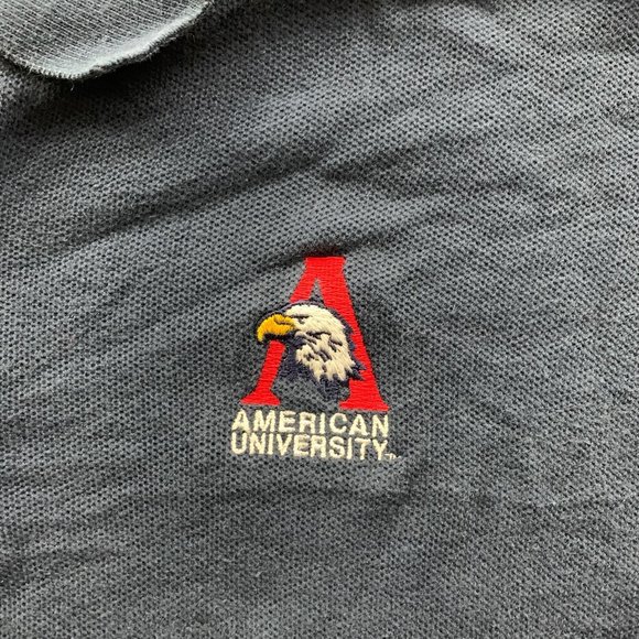 Vintage 90s American University Embroidery Eagle Logo Short Sleeve Polo … - Picture 6 of 12